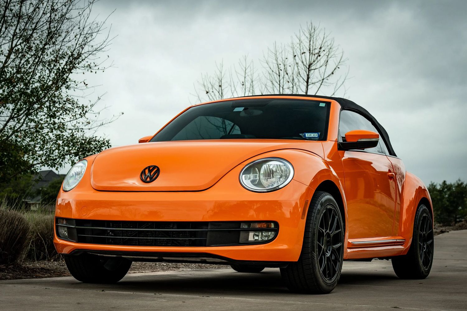 Orange Volkswagen Beetle convertible with a full color change